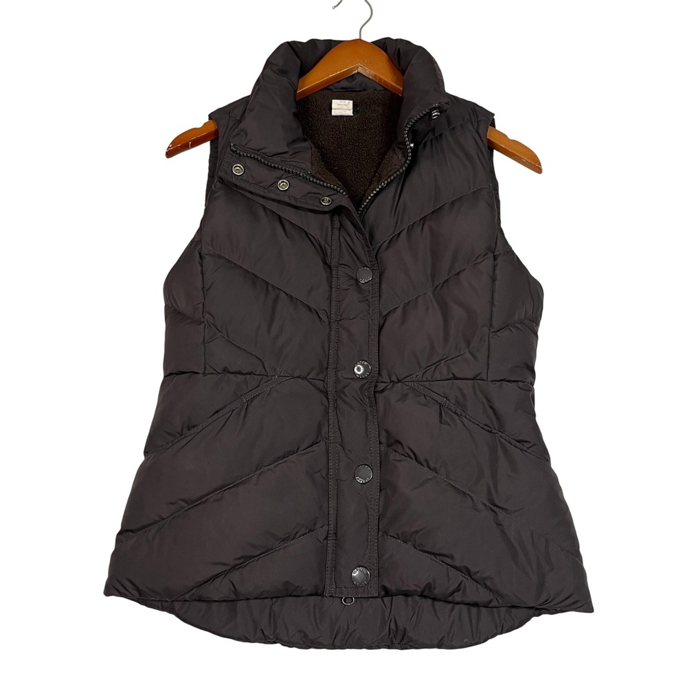 J.Crew Women's Brown Sherpa Lined Down Fill Quilted Puffer Vest - Size XS
